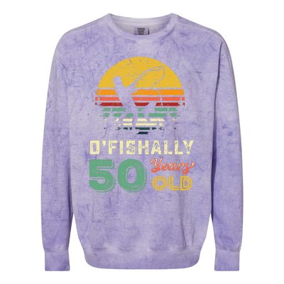 50 Years Old Fishing Gift 50th Birthday Cool Fifty Year Old Gift Colorblast Crewneck Sweatshirt