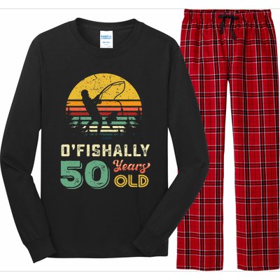 50 Years Old Fishing Gift 50th Birthday Cool Fifty Year Old Gift Long Sleeve Pajama Set