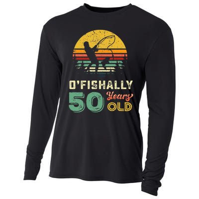 50 Years Old Fishing Gift 50th Birthday Cool Fifty Year Old Gift Cooling Performance Long Sleeve Crew