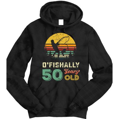 50 Years Old Fishing Gift 50th Birthday Cool Fifty Year Old Gift Tie Dye Hoodie