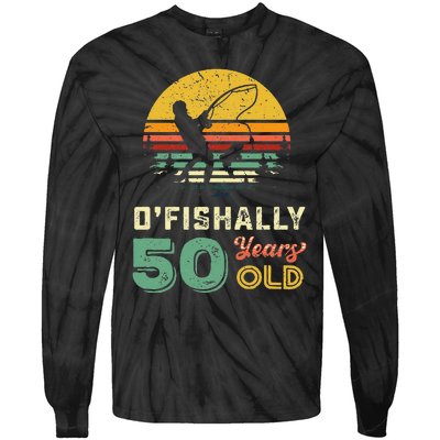 50 Years Old Fishing Gift 50th Birthday Cool Fifty Year Old Gift Tie-Dye Long Sleeve Shirt