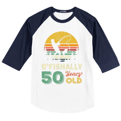 50 Years Old Fishing Gift 50th Birthday Cool Fifty Year Old Gift Baseball Sleeve Shirt