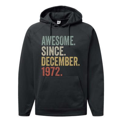 50 Year Old Awesome Since December 1972 50th Birthday Gift Performance Fleece Hoodie