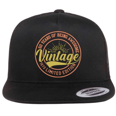 50 Years Of Being Awesome Vintage 1973 Flat Bill Trucker Hat