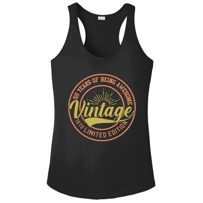 50 Years Of Being Awesome Vintage 1973 Ladies PosiCharge Competitor Racerback Tank