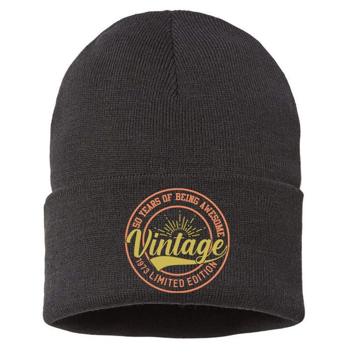 50 Years Of Being Awesome Vintage 1973 Sustainable Knit Beanie