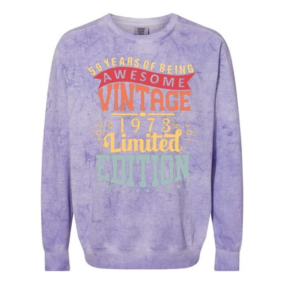 50 Years Of Being Awesome Vintage 1973 Colorblast Crewneck Sweatshirt