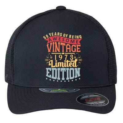 50 Years Of Being Awesome Vintage 1973 Flexfit Unipanel Trucker Cap