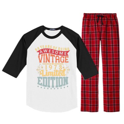 50 Years Of Being Awesome Vintage 1973 Raglan Sleeve Pajama Set