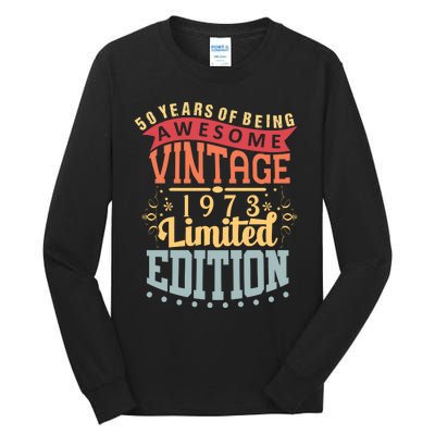 50 Years Of Being Awesome Vintage 1973 Tall Long Sleeve T-Shirt