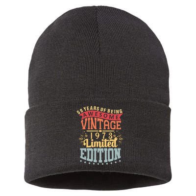 50 Years Of Being Awesome Vintage 1973 Sustainable Knit Beanie