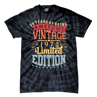 50 Years Of Being Awesome Vintage 1973 Tie-Dye T-Shirt