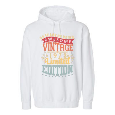 50 Years Of Being Awesome Vintage 1973 Garment-Dyed Fleece Hoodie