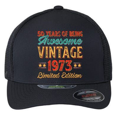 50 Years Of Being Awesome Vintage 1973 Flexfit Unipanel Trucker Cap