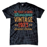 50 Years Of Being Awesome Vintage 1973 Tie-Dye T-Shirt