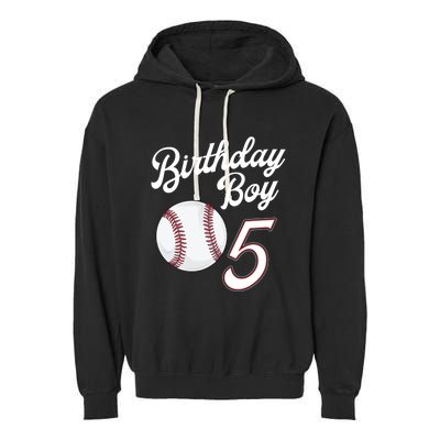 5 Years Old Baseball Themed 5th Birthday Party Sports Garment-Dyed Fleece Hoodie