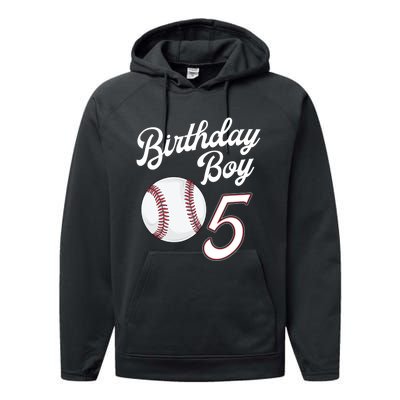 5 Years Old Baseball Themed 5th Birthday Party Sports Performance Fleece Hoodie