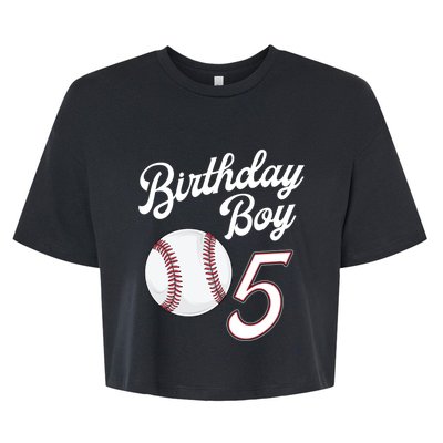 5 Years Old Baseball Themed 5th Birthday Party Sports Bella+Canvas Jersey Crop Tee