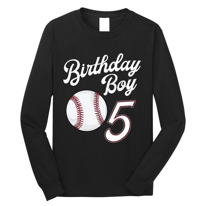 5 Years Old Baseball Themed 5th Birthday Party Sports Long Sleeve Shirt