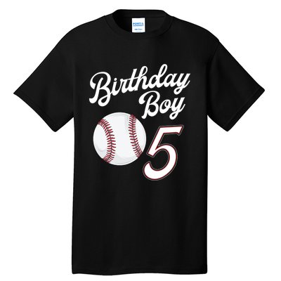 5 Years Old Baseball Themed 5th Birthday Party Sports Tall T-Shirt