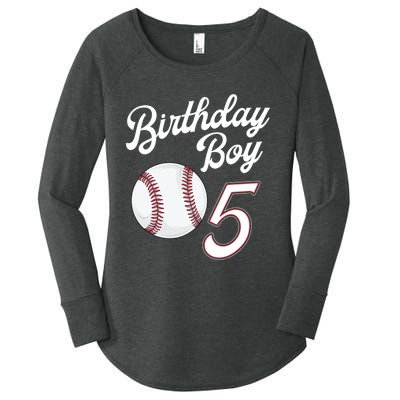 5 Years Old Baseball Themed 5th Birthday Party Sports Women's Perfect Tri Tunic Long Sleeve Shirt