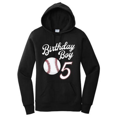 5 Years Old Baseball Themed 5th Birthday Party Sports Women's Pullover Hoodie