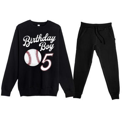 5 Years Old Baseball Themed 5th Birthday Party Sports Premium Crewneck Sweatsuit Set