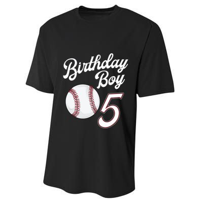 5 Years Old Baseball Themed 5th Birthday Party Sports Performance Sprint T-Shirt