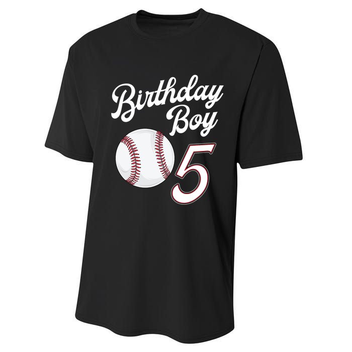 5 Years Old Baseball Themed 5th Birthday Party Sports Performance Sprint T-Shirt