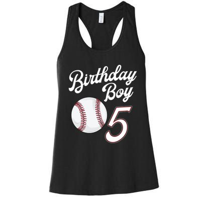 5 Years Old Baseball Themed 5th Birthday Party Sports Women's Racerback Tank