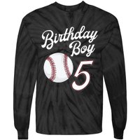 5 Years Old Baseball Themed 5th Birthday Party Sports Tie-Dye Long Sleeve Shirt