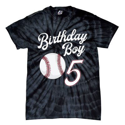 5 Years Old Baseball Themed 5th Birthday Party Sports Tie-Dye T-Shirt