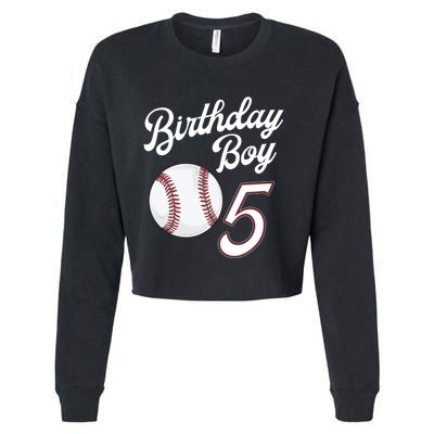 5 Years Old Baseball Themed 5th Birthday Party Sports Cropped Pullover Crew