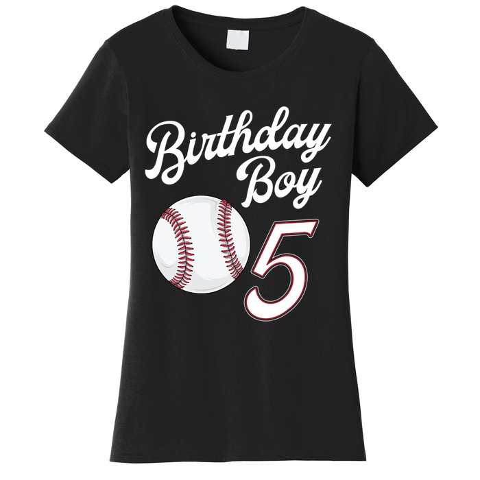 5 Years Old Baseball Themed 5th Birthday Party Sports Women's T-Shirt