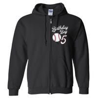 5 Years Old Baseball Themed 5th Birthday Party Sports Full Zip Hoodie