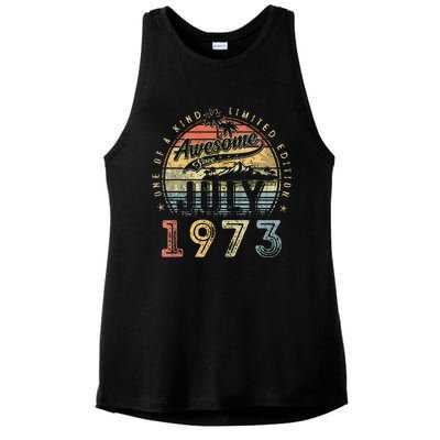 50 Year Old Awesome Since July 1973 50th Birthday Ladies PosiCharge Tri-Blend Wicking Tank