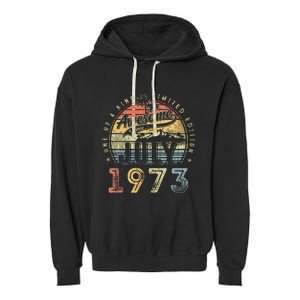 50 Year Old Awesome Since July 1973 50th Birthday Garment-Dyed Fleece Hoodie