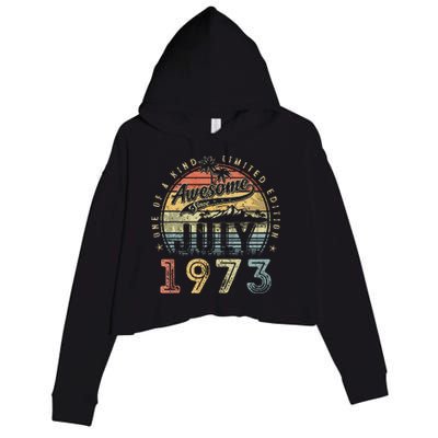 50 Year Old Awesome Since July 1973 50th Birthday Crop Fleece Hoodie