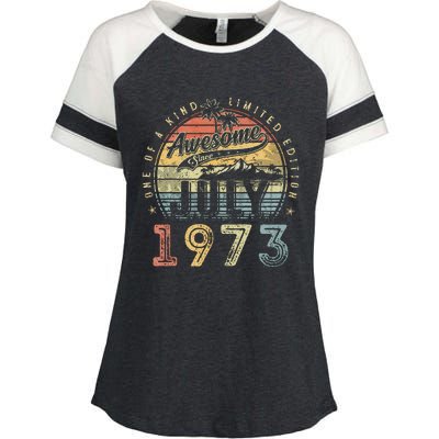 50 Year Old Awesome Since July 1973 50th Birthday Enza Ladies Jersey Colorblock Tee