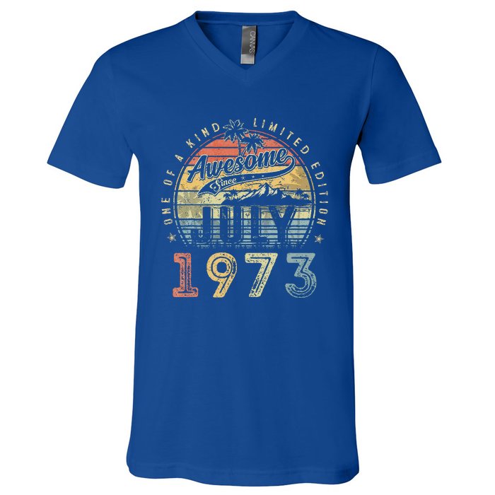 50 Year Old Awesome Since July 1973 50th Birthday V-Neck T-Shirt