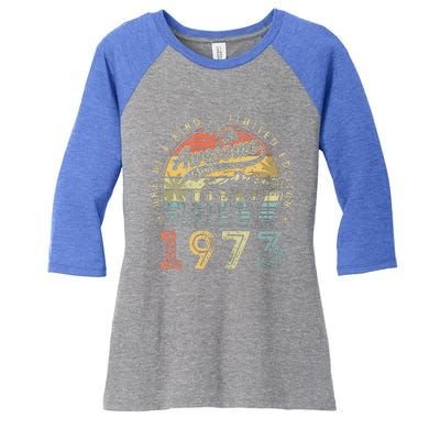 50 Year Old Awesome Since July 1973 50th Birthday Women's Tri-Blend 3/4-Sleeve Raglan Shirt