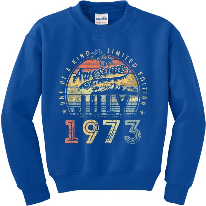 50 Year Old Awesome Since July 1973 50th Birthday Kids Sweatshirt