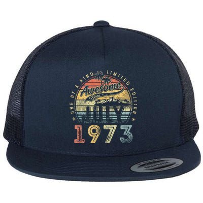 50 Year Old Awesome Since July 1973 50th Birthday Flat Bill Trucker Hat