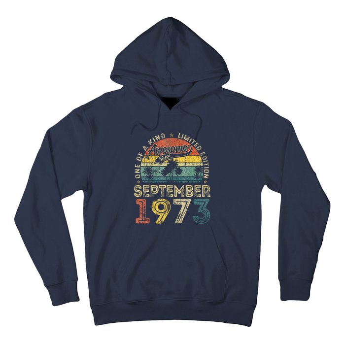 50 Years Old September 1973 Vintage Retro 50th Birthday Hoodie