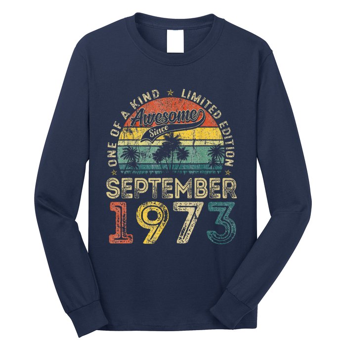 50 Years Old September 1973 Vintage Retro 50th Birthday Long Sleeve Shirt