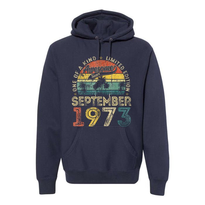 50 Years Old September 1973 Vintage Retro 50th Birthday Premium Hoodie