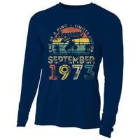 50 Years Old September 1973 Vintage Retro 50th Birthday Cooling Performance Long Sleeve Crew