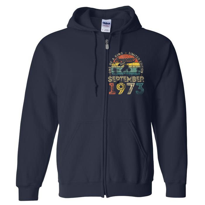 50 Years Old September 1973 Vintage Retro 50th Birthday Full Zip Hoodie