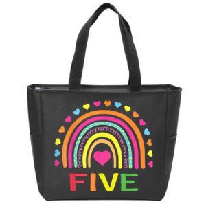 5 Years Old Rainbow 5th Birthday Gift For Girls b.o.y.s K.i.d.s Zip Tote Bag