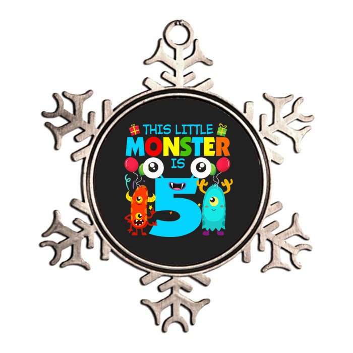 5 Year Old Gifts This Little Monster Is 5th Birthday Boy Metallic Star Ornament